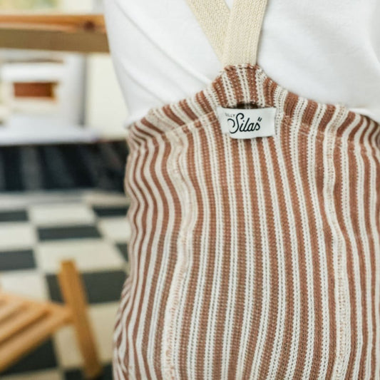 Retro Ribbed Footless Tights - Granola × Cream Striped