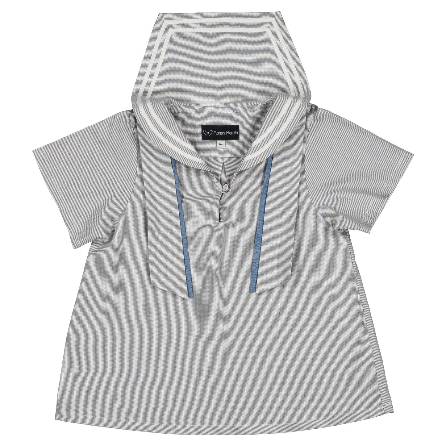 blouse MAHON -blue fine stripes [Maison Marelle](25SS DROP2)