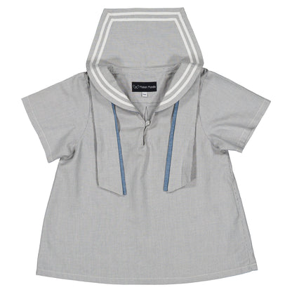 blouse MAHON -blue fine stripes [Maison Marelle](25SS DROP2)