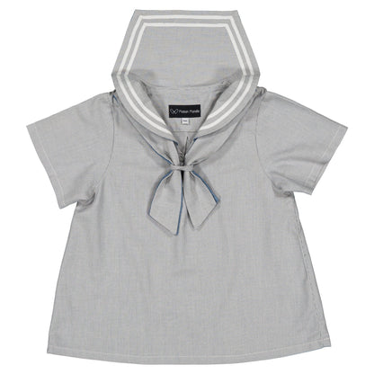 blouse MAHON -blue fine stripes [Maison Marelle](25SS DROP2)