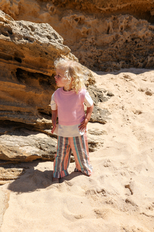 Summer Stripe Cotton Frill Pant - Summer Stripe