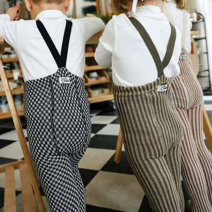 Retro Ribbed Footed Tights - Seaweed Brown × Peanut Striped [SILLY Silas]