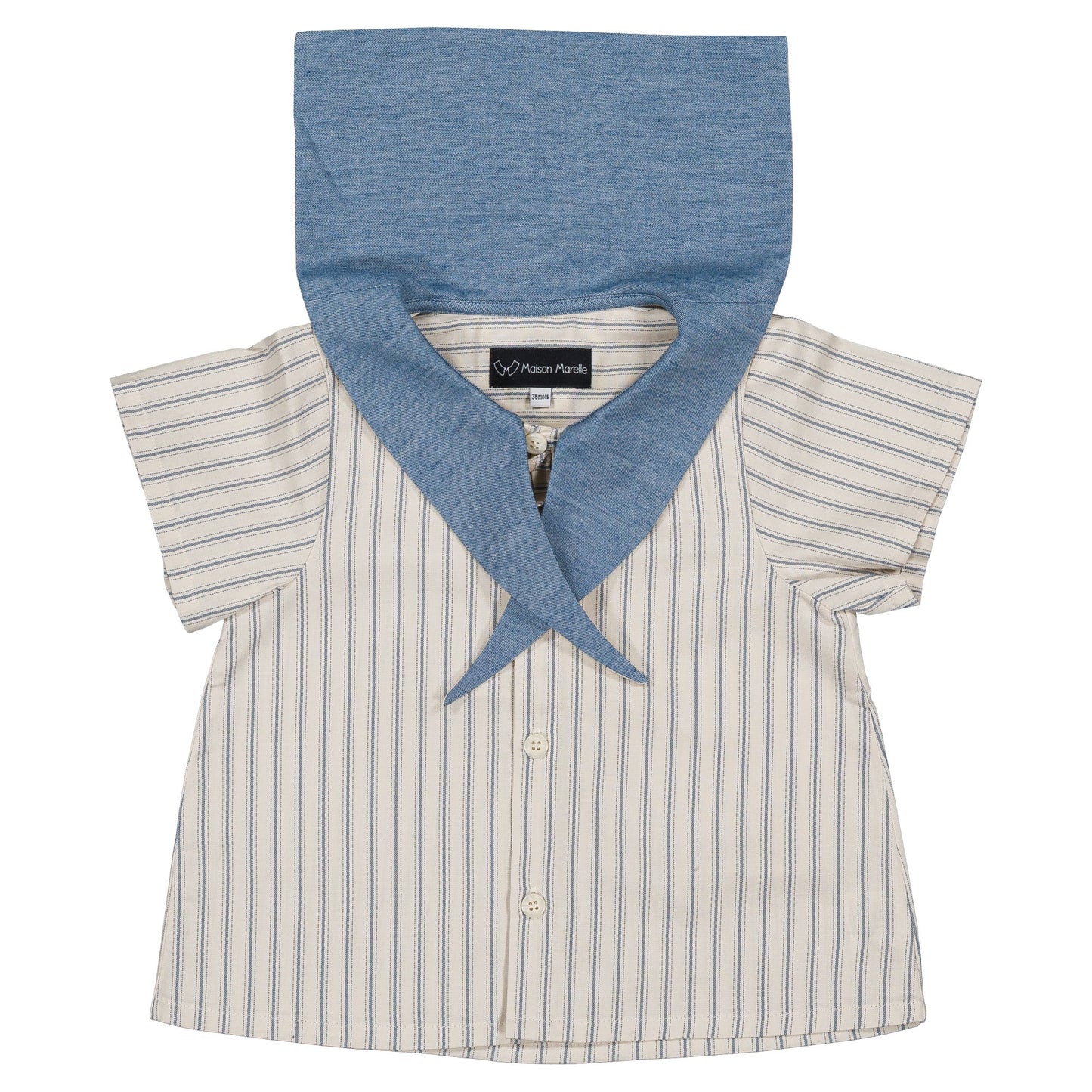 Shirt MONGE- blue large stripes [Maison Marelle](25SS DROP2)