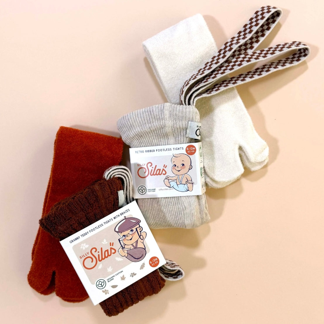 Granny Teddy Footless Tights With Braces - Cinnamon Checked [SILLY Silas]