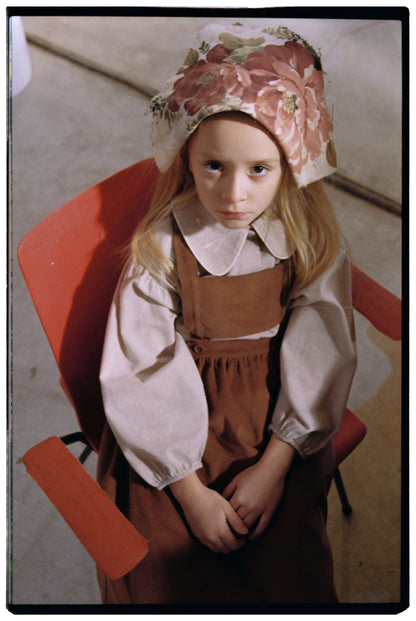 corduroy midi dress with bib - Ochre (Mod.36.1)