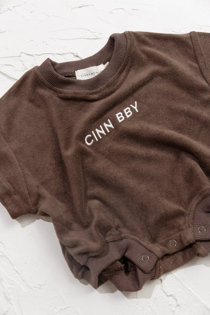 Terry Tshirt Romper - Dark Chocolate