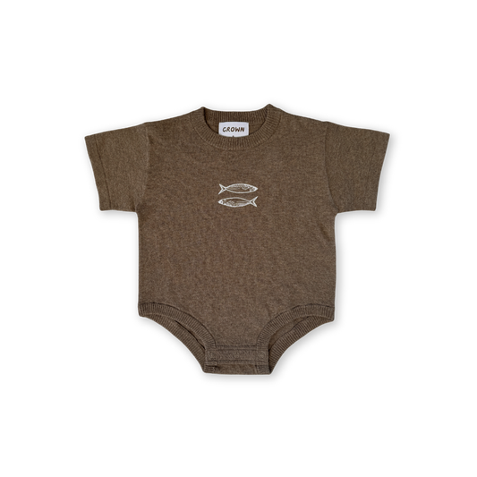Organic Sardine Oversized Romper - Mud [GROWN] (25HOL)