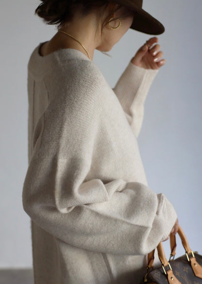 Deep V-neck Onepiece - Ivory