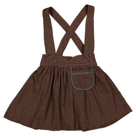 Skirt TOURNON with straps - brown linen [Maison Marelle](25AW Drop1)