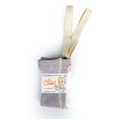 Retro Ribbed Footless Tights - Creamy Lavender [SILLY Silas]