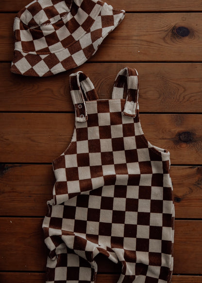CHECK VELVET OVERALLS