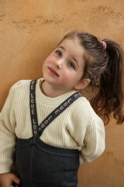 Retro Ribbed Footless Tights With Braces - Dark Grey Patterned [SILLY Silas](The Stories We Knit Collection)