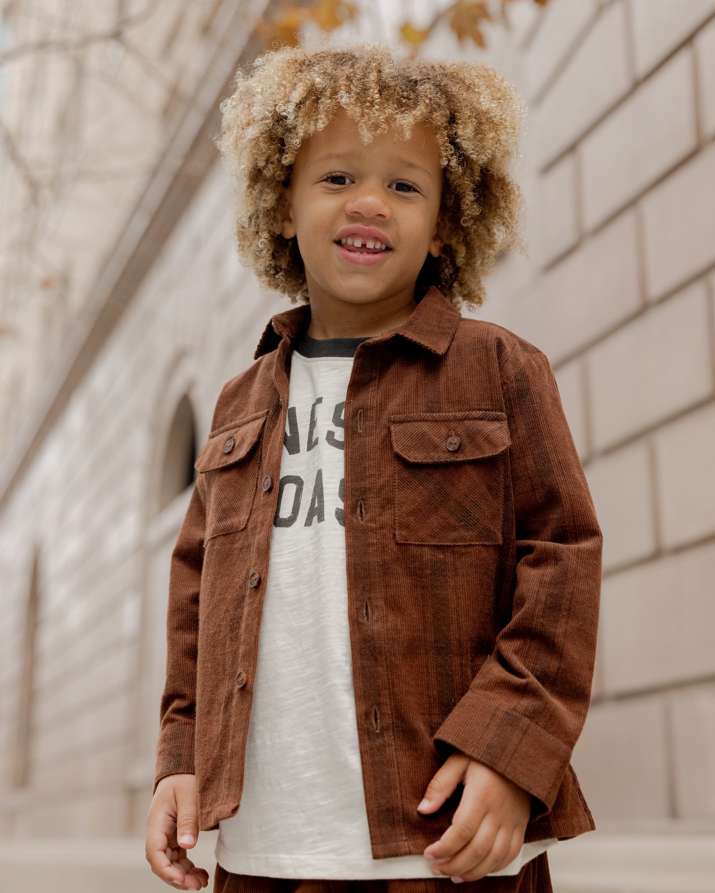 POCKETED CORDUROY SHIRT - BROWN PL AID [Rylee + Cru](25AW Drop2)