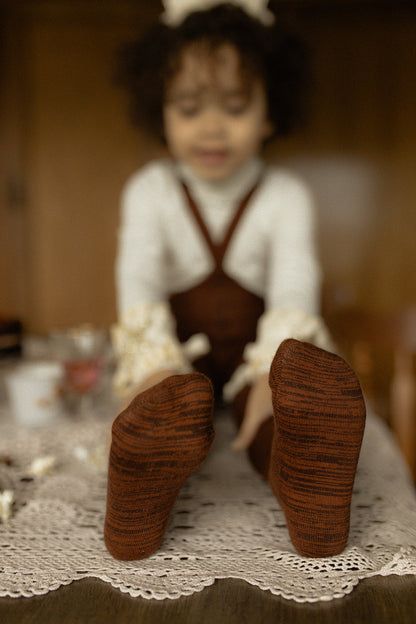 Retro Ribbed Footed Tights - Spicy Chai [SILLY Silas]