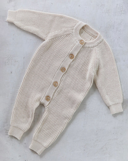 Button knit jumpsuit - Cream [EARTH THE ARCHIVE] (26AW)