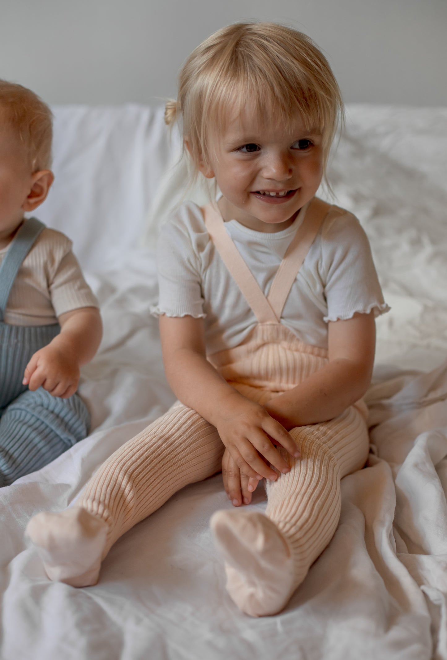 Granny Teddy Footed Tights With Braces - Silky Peach [SILLY Silas (Heavenly Collection)]