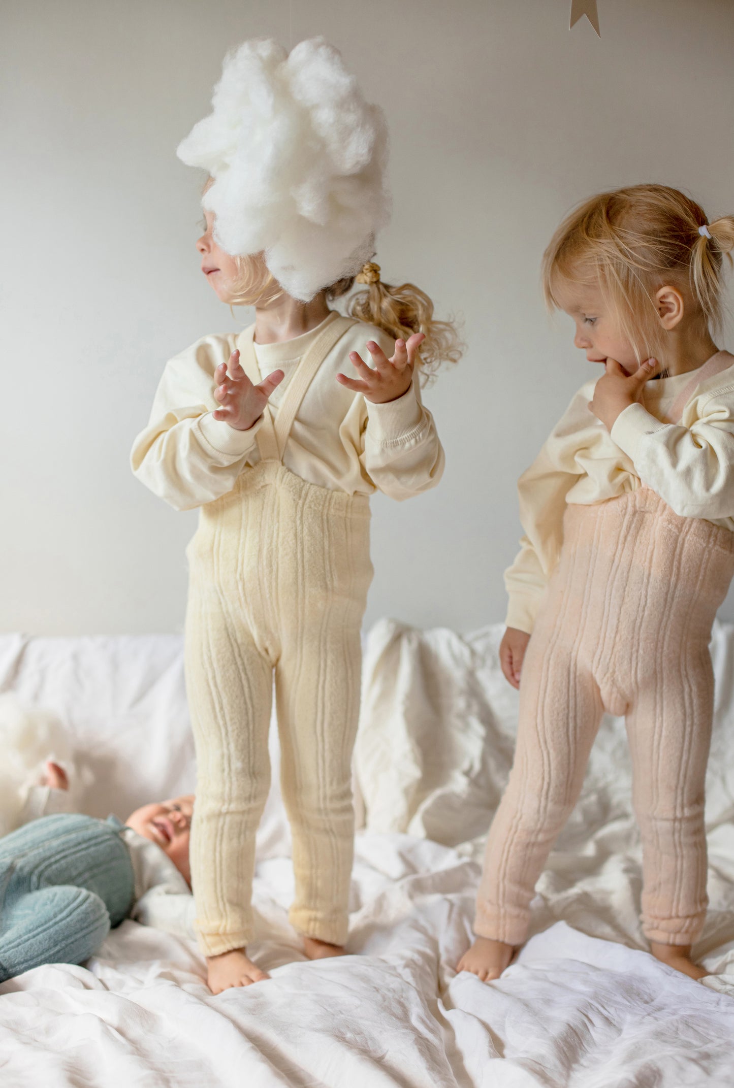 Granny Teddy Footless Tights With Braces - Lemon Icing [SILLY Silas (Heavenly Collection)]
