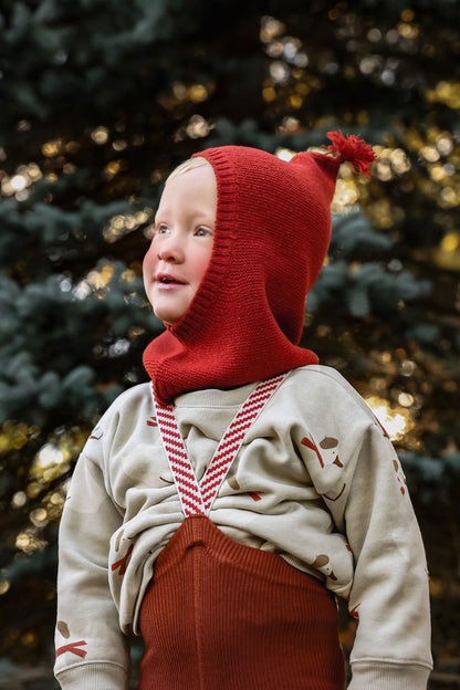Retro Ribbed Footless Tights With Braces - Cinnamon Christmas Patterned - organic zoo collaboration [SILLY Silas]