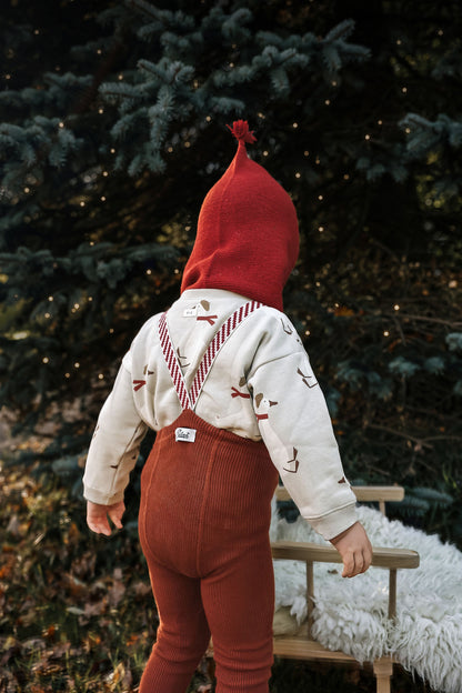 Retro Ribbed Footed Tights With Braces - Cinnamon Christmas Patterned - organic zoo collaboration [SILLY Silas]