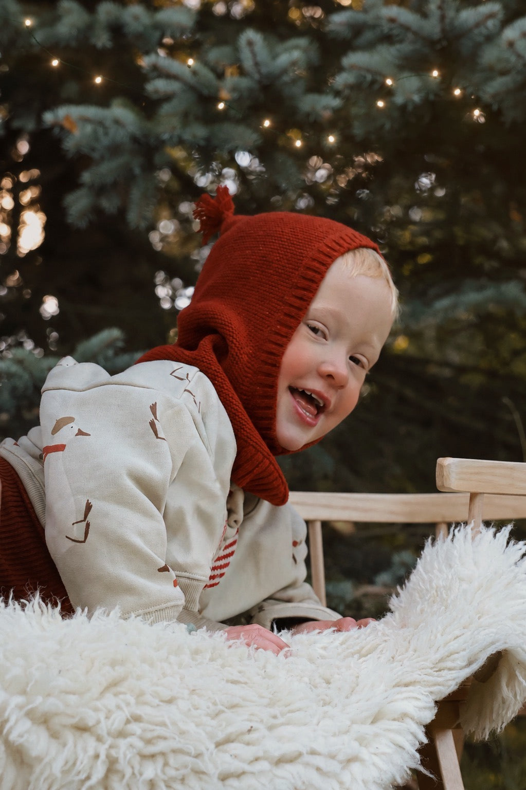 Retro Ribbed Footless Tights With Braces - Cinnamon Christmas Patterned - organic zoo collaboration [SILLY Silas]