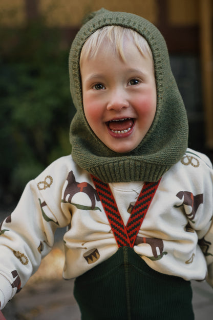 Retro Ribbed Footless Tights With Braces - DF Green Christmas Patterned - organic zoo collaboration [SILLY Silas]