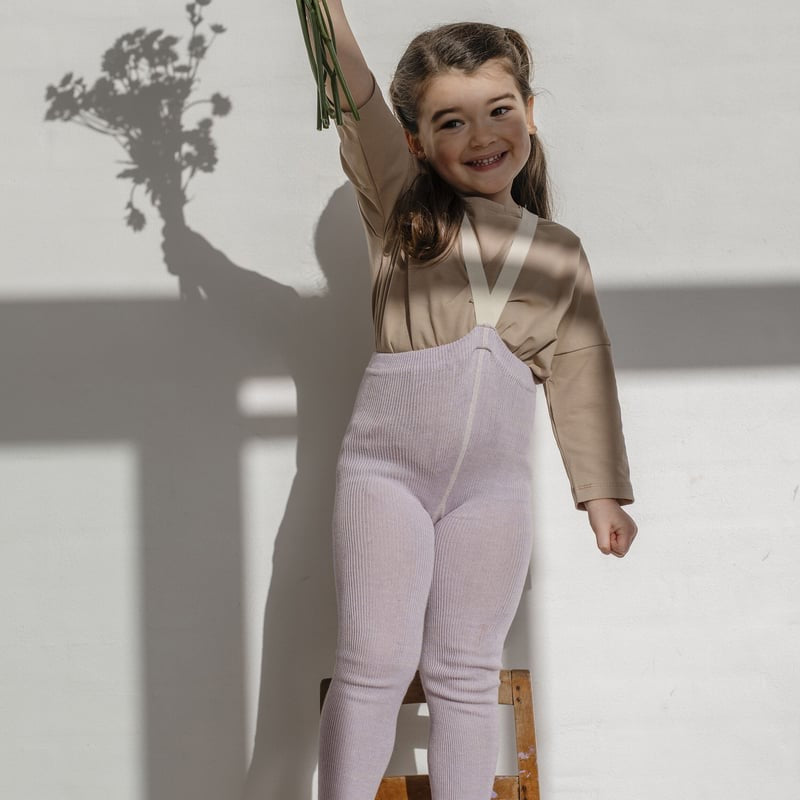 Retro Ribbed Footless Tights - Creamy Lavender [SILLY Silas]