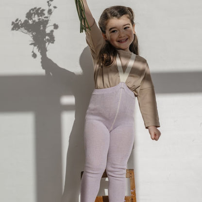 Retro Ribbed Footless Tights - Creamy Lavender [SILLY Silas]