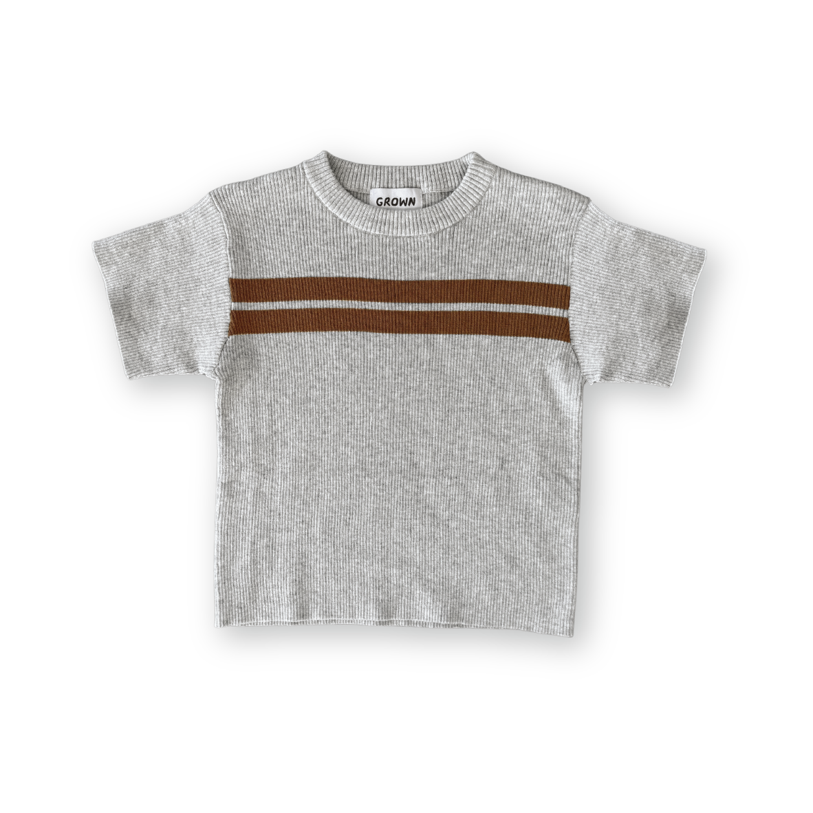 Twin Striped Ribbed Tee - Grey Marle [GROWN] (25SS)