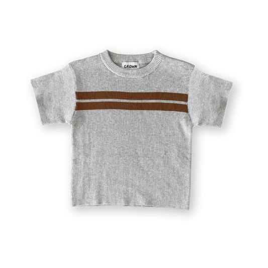 Twin Striped Ribbed Tee - Grey Marle [GROWN] (25SS)