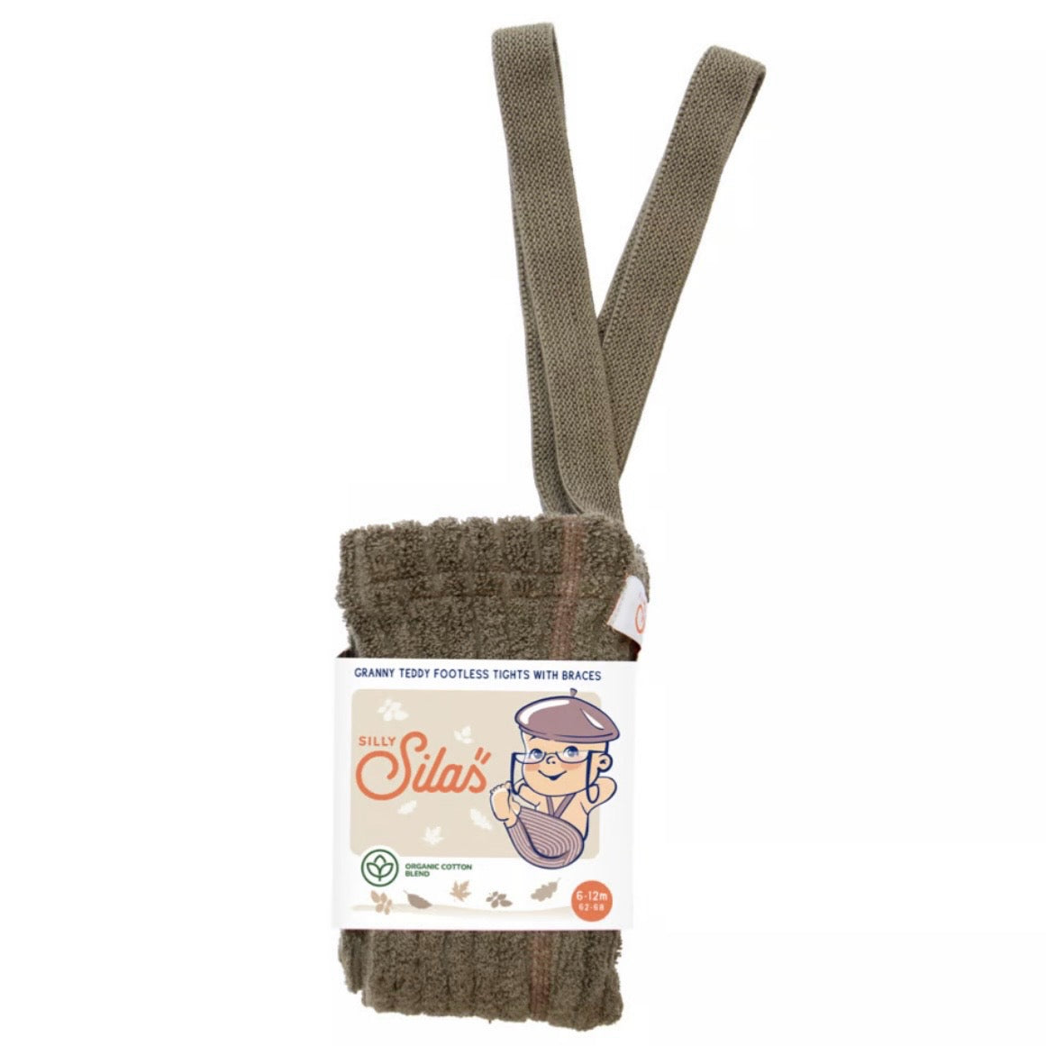 Granny Teddy Footless Tights With Braces - Seaweed Brown [SILLY Silas]