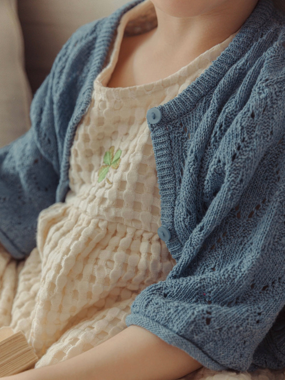 Leaf Breeze Knit Cardigan - Blue Jean [Doucement] (26SS)