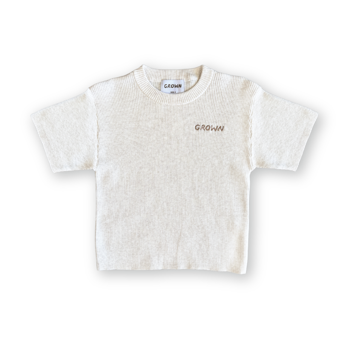 Ribbed Knitted Logo Tee - Coconut [GROWN] (25SS)