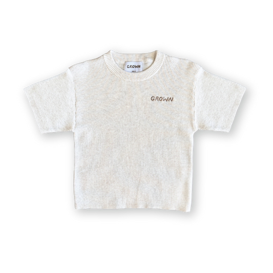 Ribbed Knitted Logo Tee - Coconut [GROWN] (25SS)