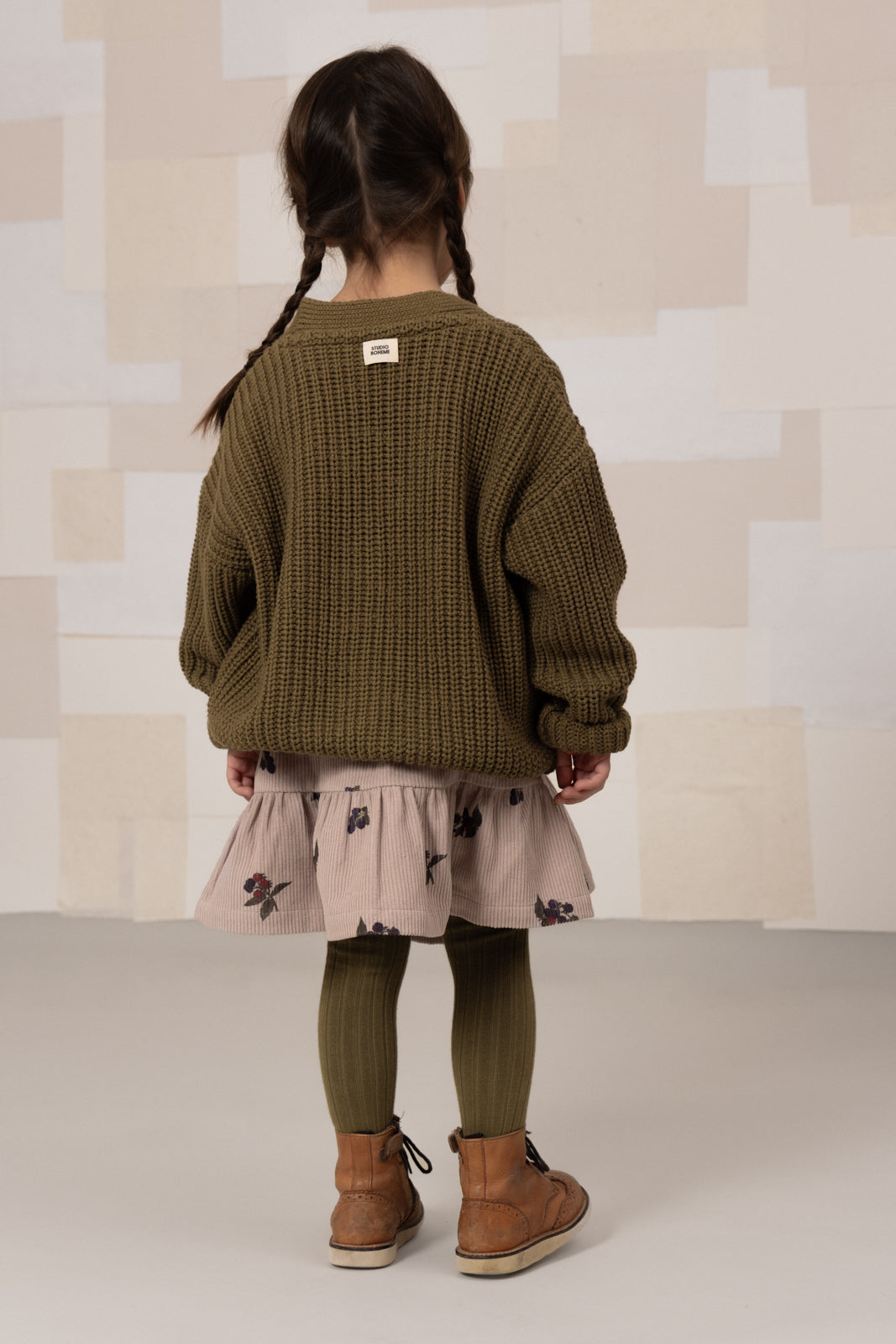 SAMBA FRILL SKIRT CORDUROY - LIGHT MAUVE / BLACKBERRIES [STUDIO BOHEME] (25AW)