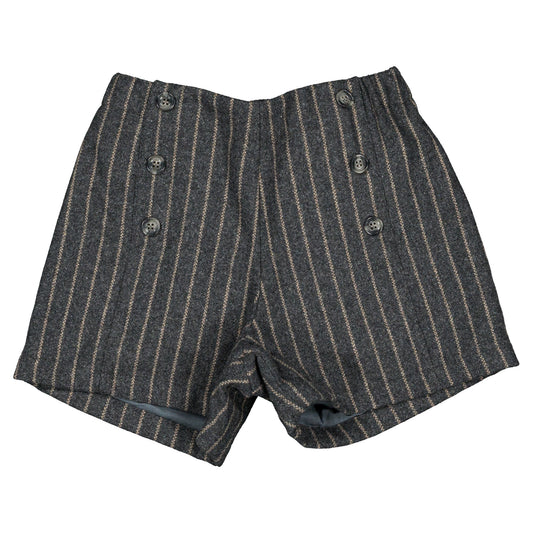 Short SEVRES - gray woolen stipes [Maison Marelle](25AW Drop1)
