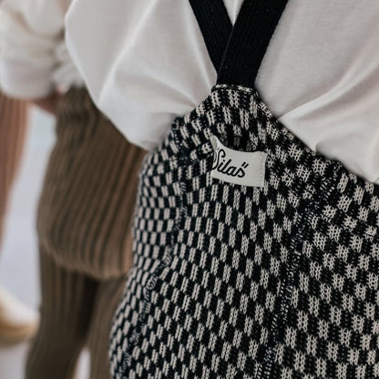 Retro Ribbed Footed Tights - Black × White Checked