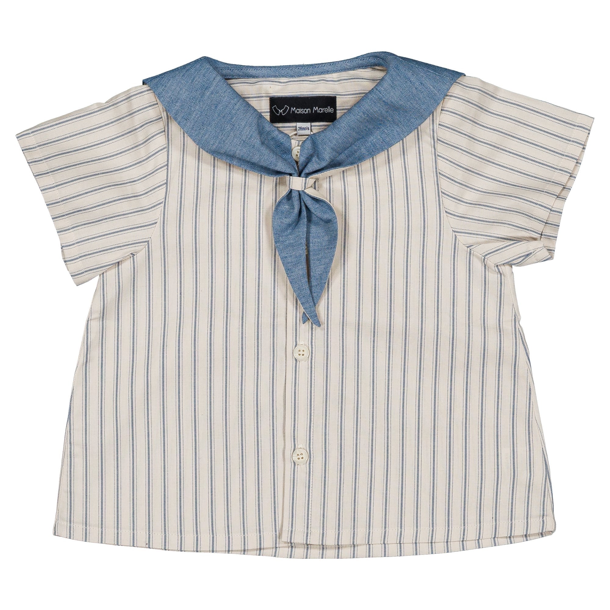 Shirt MONGE- blue large stripes [Maison Marelle](25SS DROP2) – anoko.