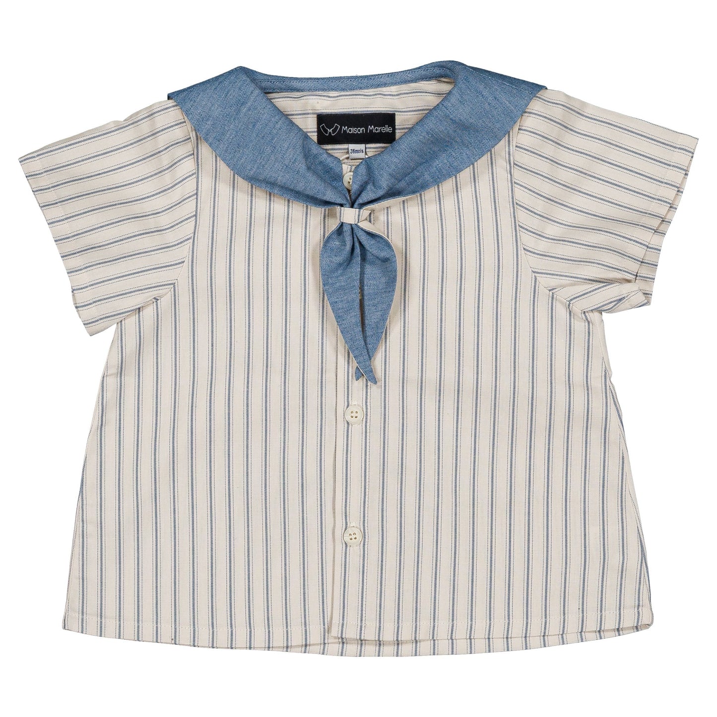 Shirt MONGE- blue large stripes [Maison Marelle](25SS DROP2)
