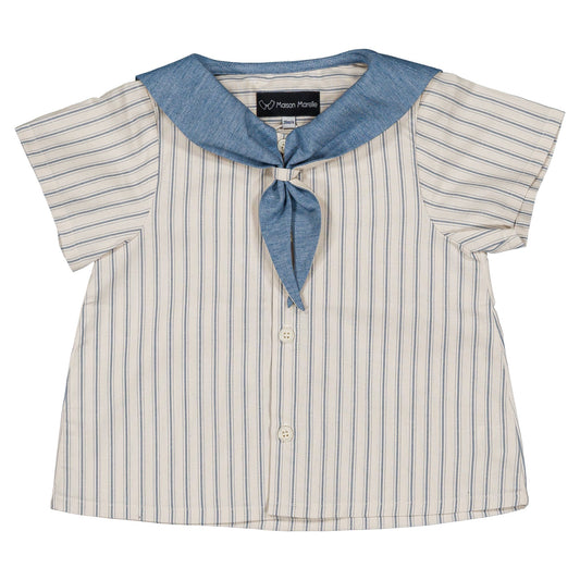 【オーダー会】 Shirt MONGE- blue large stripes [Maison Marelle](25SS DROP2)