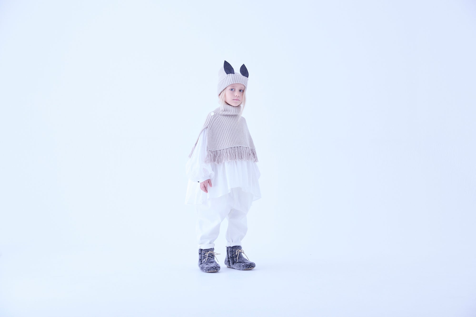 Rib Knit Knights Cape Ⅱ - Ivory [eLfinFolk ] (25AW•Drop2)