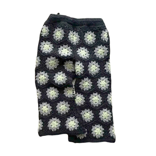 crochet pants - black×lime