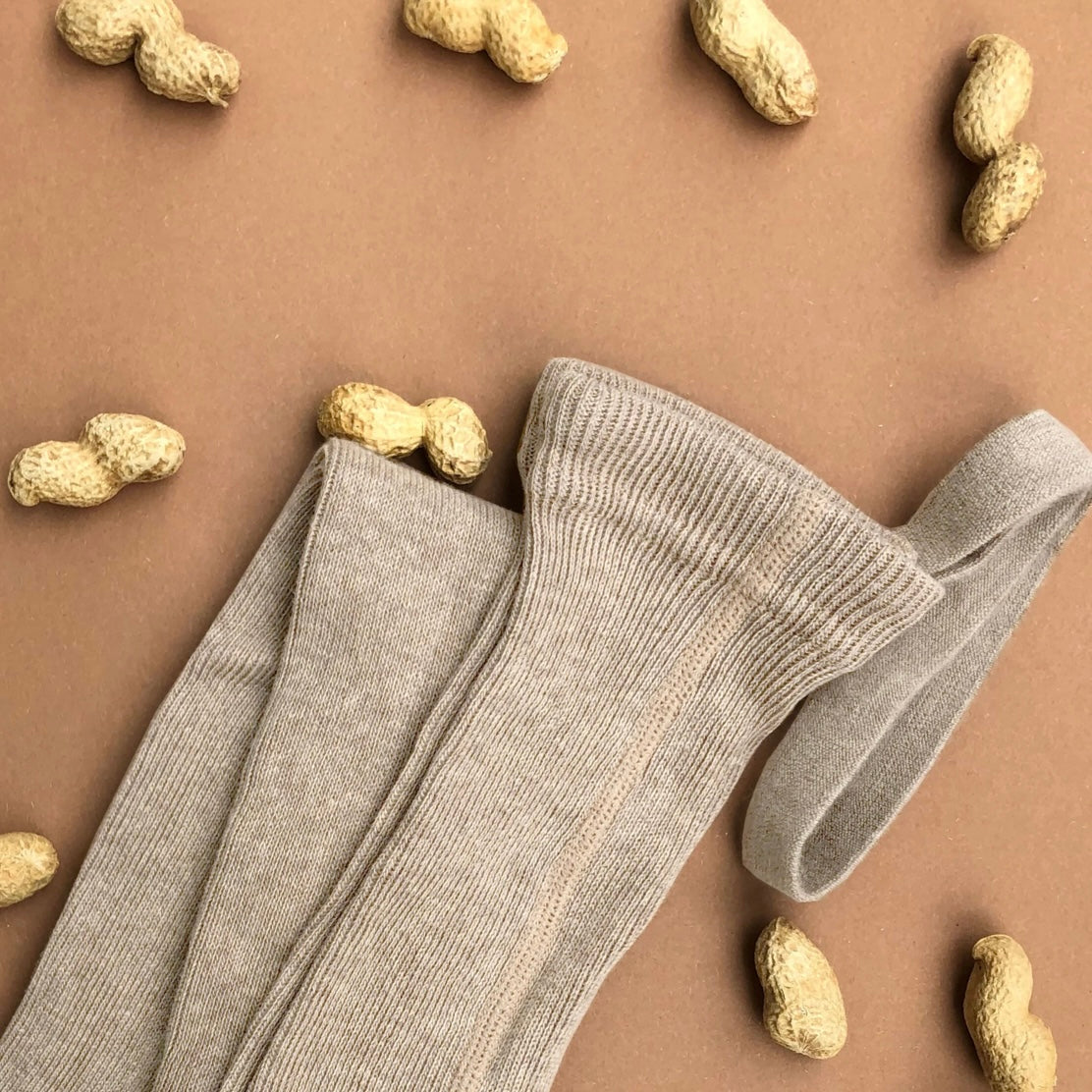 Retro Ribbed Footless Tights  - Peanut Blend