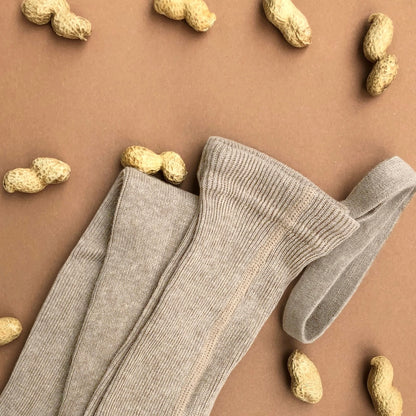Retro Ribbed Footless Tights  - Peanut Blend