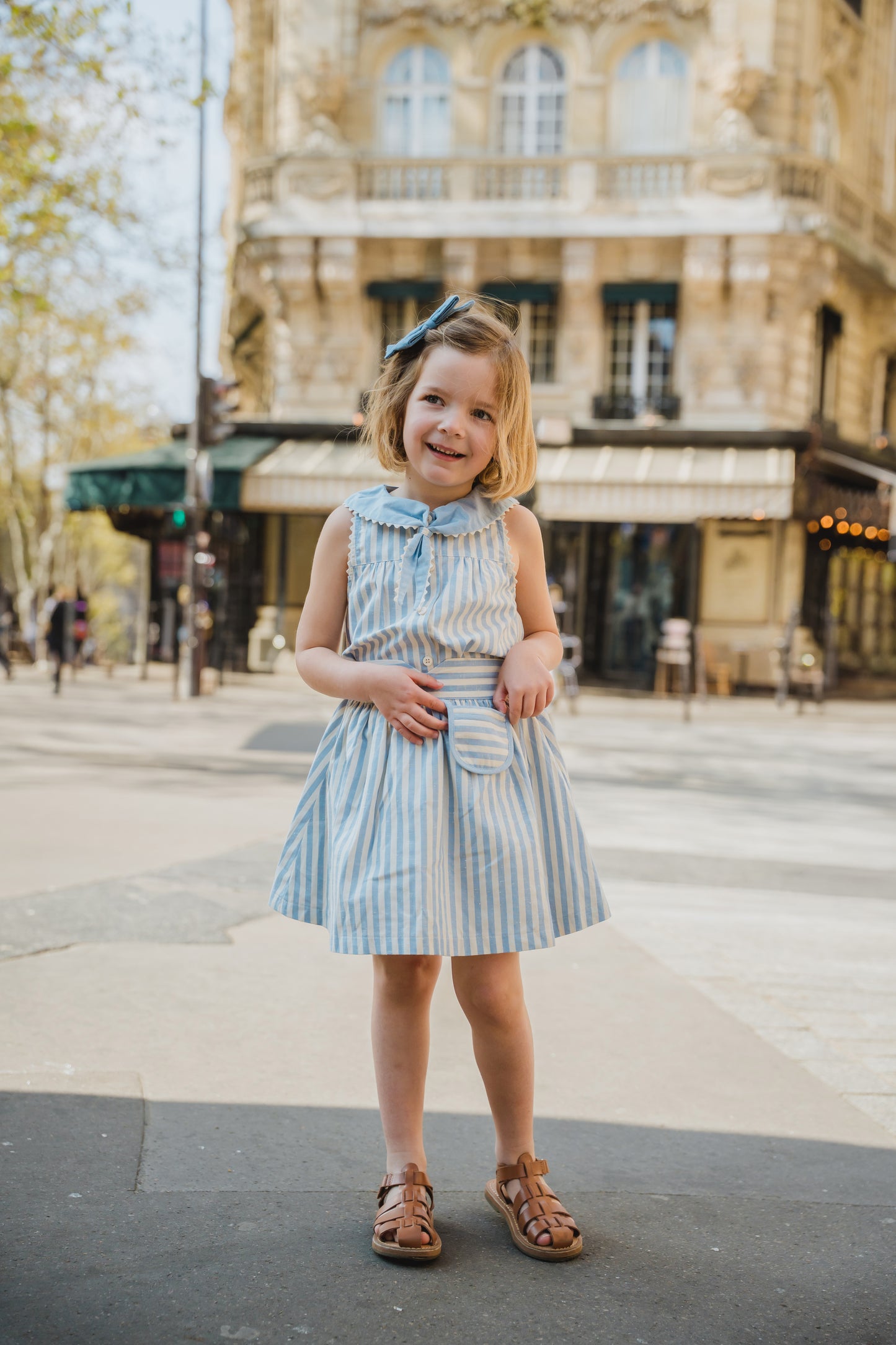 Skirt TOURNON - wide blue stripes [Maison Marelle] (26SS)