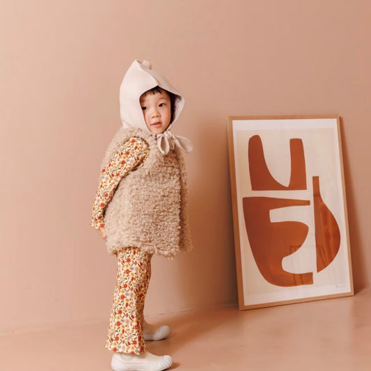 crimp fur vest - cream
