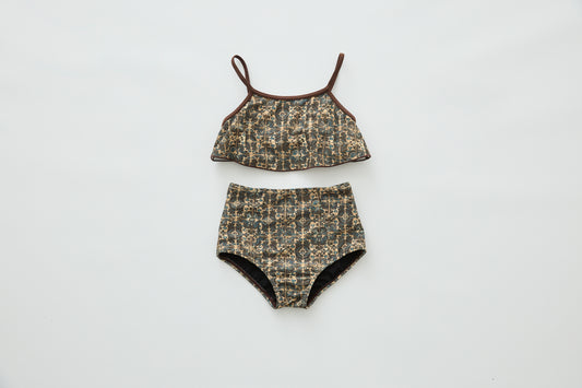 Old Tile Pattern Girls Swim Wear [eLfinFolk] (26SS)