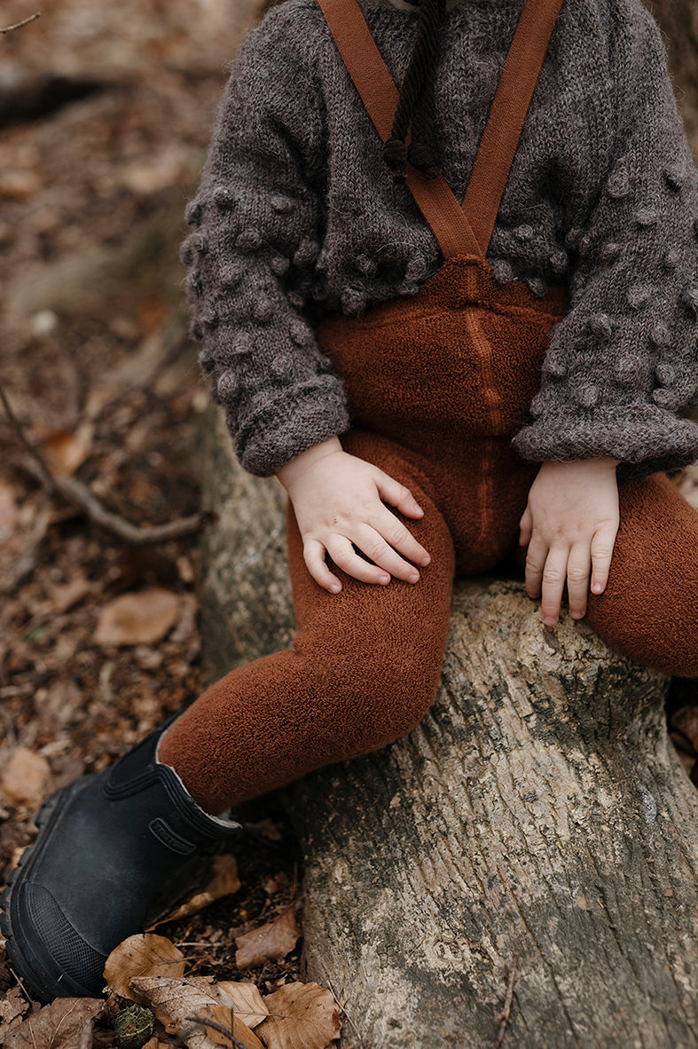 Retro Teddy Footed Tights With Braces - Cinnamon [SILLY Silas]