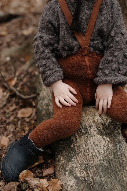 Retro Teddy Footed Tights With Braces - Cinnamon [SILLY Silas]