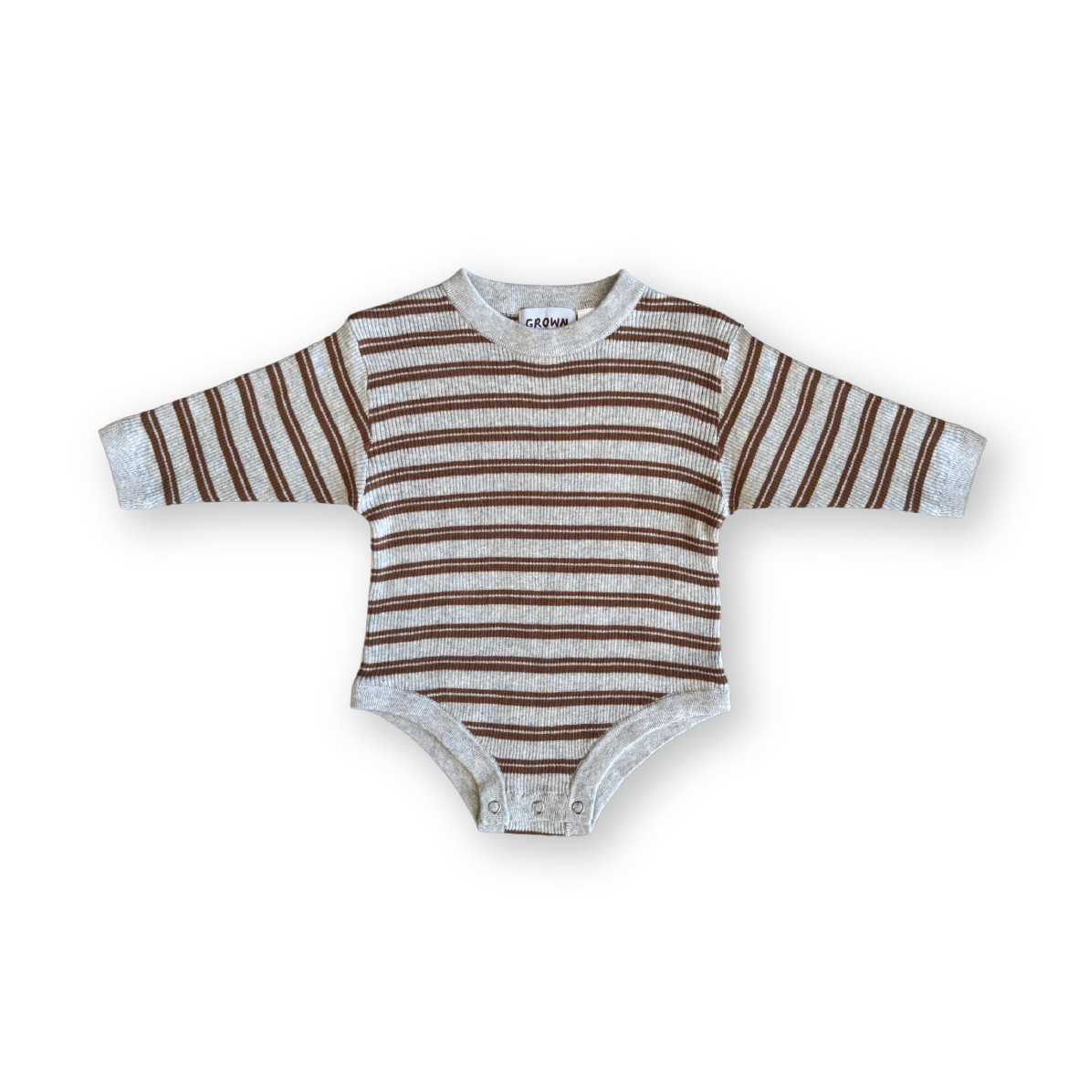 Ribbed Stripe Romper - Grey Marl / Brownie [GROWN] (25SS)