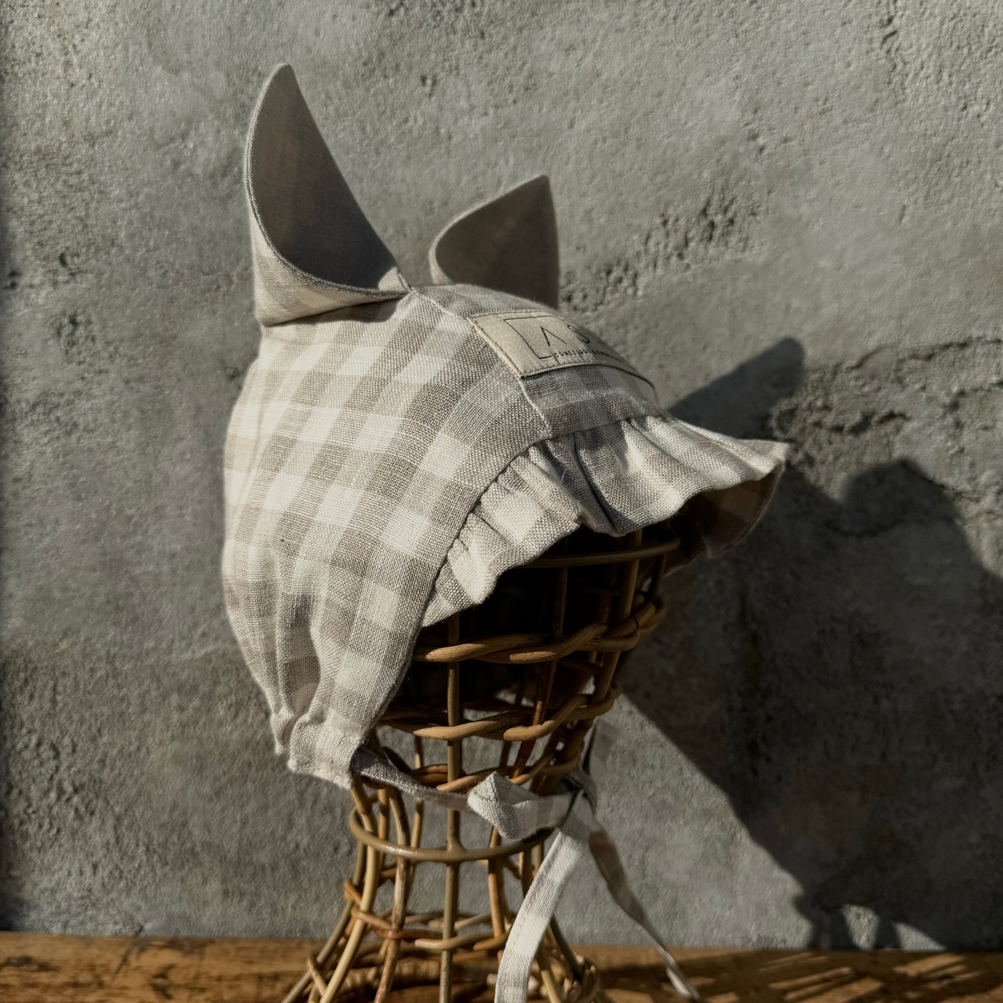 [ASH generation] squirrel bonnet (wavy) / white gingham